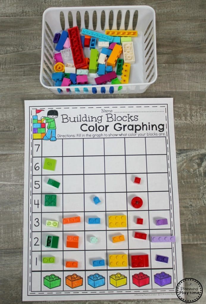 Lego Graphing Worksheets for Kindergarten Math - Data and Measurement #kindergartenmath #measurement #legoworksheets #graphing #graphingworksheets