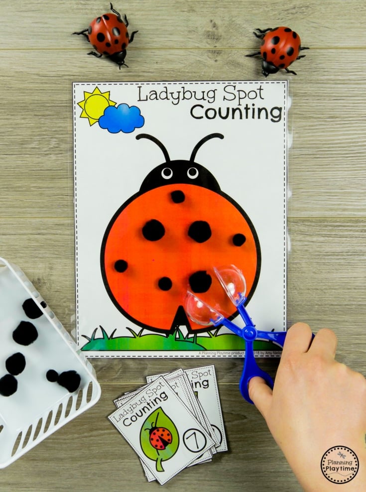 Preschool Bug Activities - Ladybug Fine Motor Counting #preschool #bugs #bugtheme #bugactivities #preschoolactivities #counting