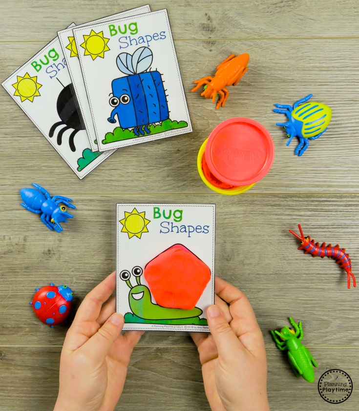 Preschool Bug Activities Making Shapes with Playdough #preschool #bugs #bugtheme #bugactivities #preschoolactivities #shapes