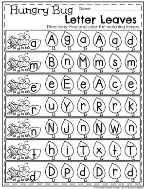 Preschool Bug Worksheets for Spring - Find and Color Letter Match #preschool #bugs #bugworksheets #preschoolworksheets #lettermatching #alphabetworksheets