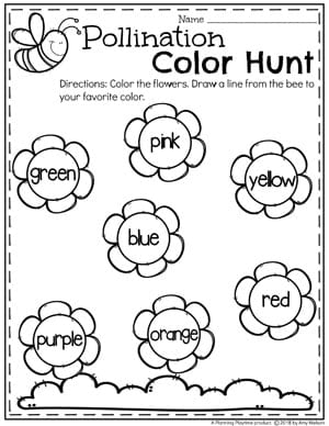 Spring color Worksheets for Preschool - Preschool Bug Theme #preschool #bugs #bugworksheets #preschoolworksheets #springworksheets #colorworksheets