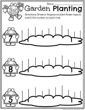 Earth Day Worksheets for Preschool - Garden Planting Counting 