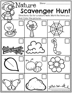 Nature Scavenger Hunt Printable for Preschool 