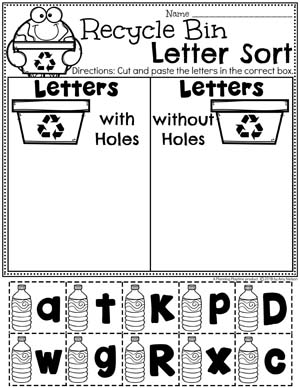 Preschool Letter Worksheets - Earth Day Theme 