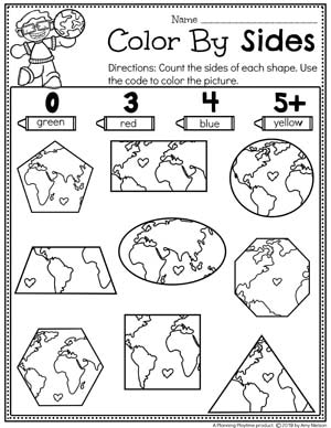 Preschool Shapes Worksheets - Earth Day Theme 