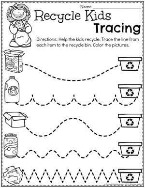 Preschool Tracing Worksheets - Earth Day Theme 
