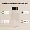 Reusable 8oz square PET juice bottle with tamper-proof lid for food-grade applications.