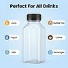 Clear 8oz square PET bottle with black tamper-evident cap for beverages.