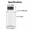 Clear 8oz PET plastic juice bottle with black cap, ideal for beverages and liquids.