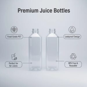 32oz square clear recyclable pet plastic bottles for juice | 124/case