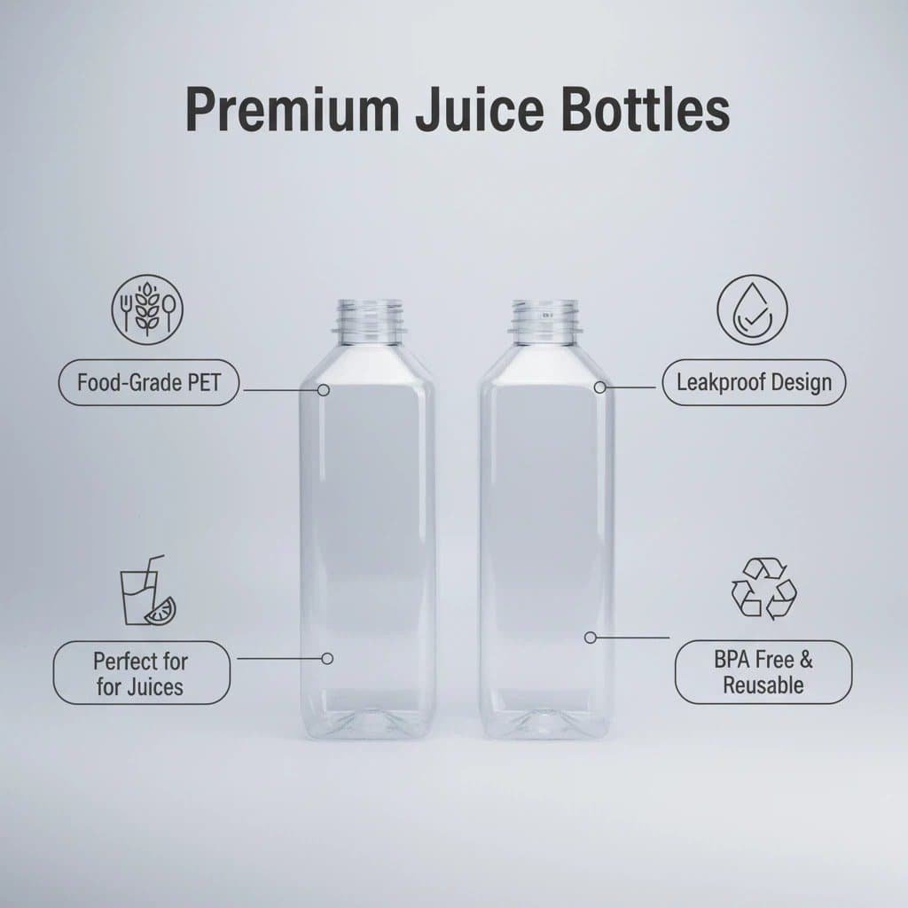 32oz square clear recyclable pet plastic bottles for juice | 124/case
