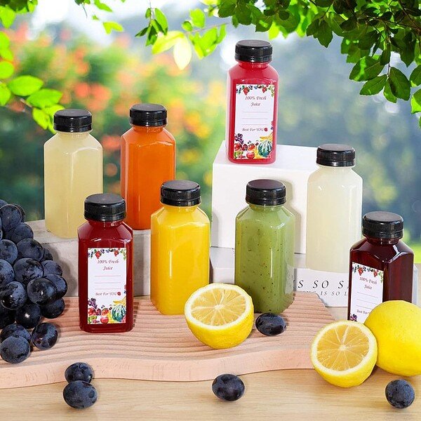 Clear PET Bottles for Beverages and Juices.