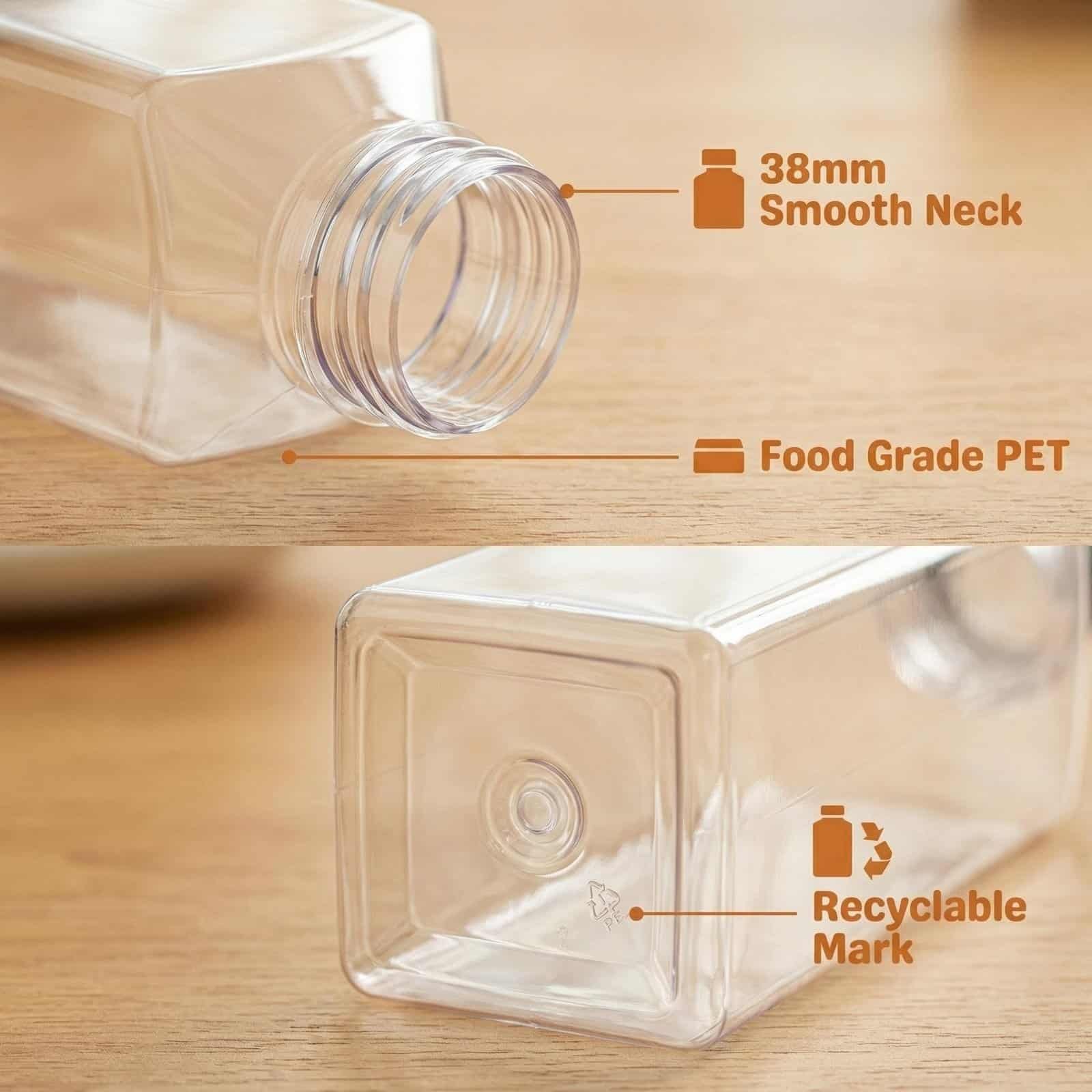 16oz square juice bottle wholesale pet bottle with caps