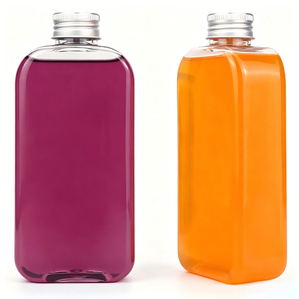 Our PET transparent empty flat square juice bottles are of very good quality, transparent and not easily broken.