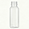 A clear 12oz square PET plastic juice bottle lies empty, waiting to be filled with juice and beverages.