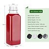 Product specifications for a clear 12oz PET plastic square juice bottle