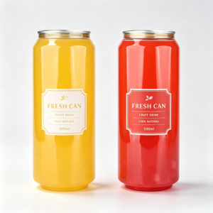 Colorful 500ml plastic cans with easy open lids for beverages.
