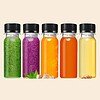 PET 2oz juice shot bottle with plastic cap for storing juice and beverages.