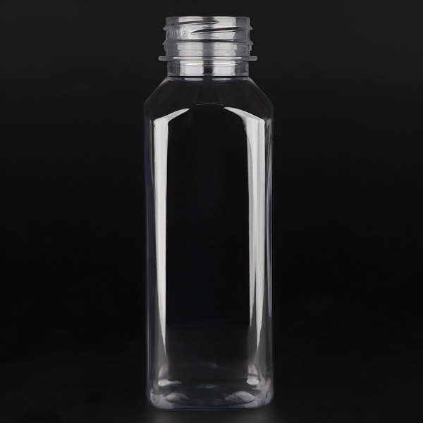 350 ml (12 oz) square juice bottle, empty clear PET plastic bottle