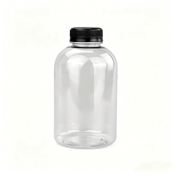 16oz (500ml) PET round plastic juice bottle with tamper-proof cap
