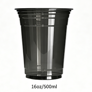 Transparent 16oz/500ml plastic cup for drinks and beverages.