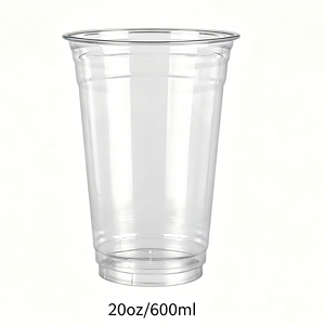 Clear plastic 20oz/600ml cup for beverages and drinks.