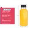 Clear 8 oz square PET juice bottle with black tamper-proof lid.
