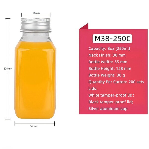 Product specifications of food-grade plastic PET juice bottles