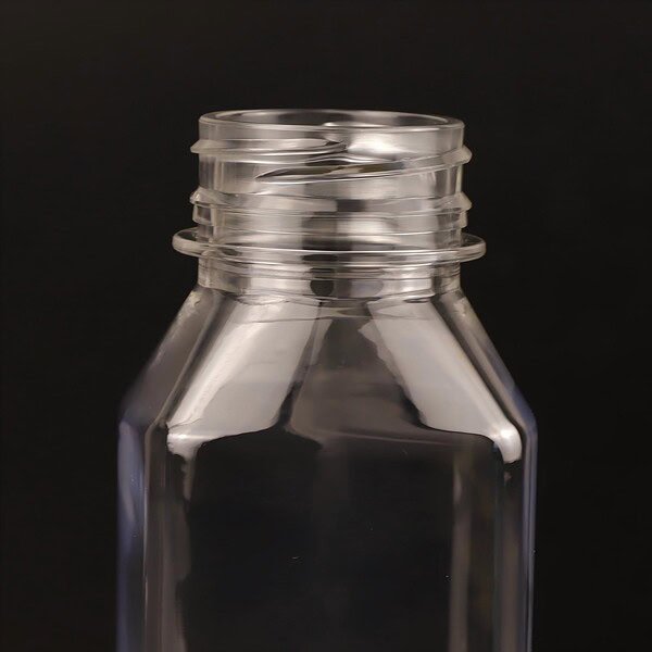 Wholesale 8oz 250ml square clear empty PET plastic juice bottle neck