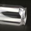 Clear plastic can with aluminum easy-open lid for beverages or products.