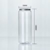 Clear 500ml PET soda can with easy open lid, 55mm diameter, 168mm height.