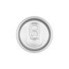 Close-up of a clear PET soda can with easy open lid design.