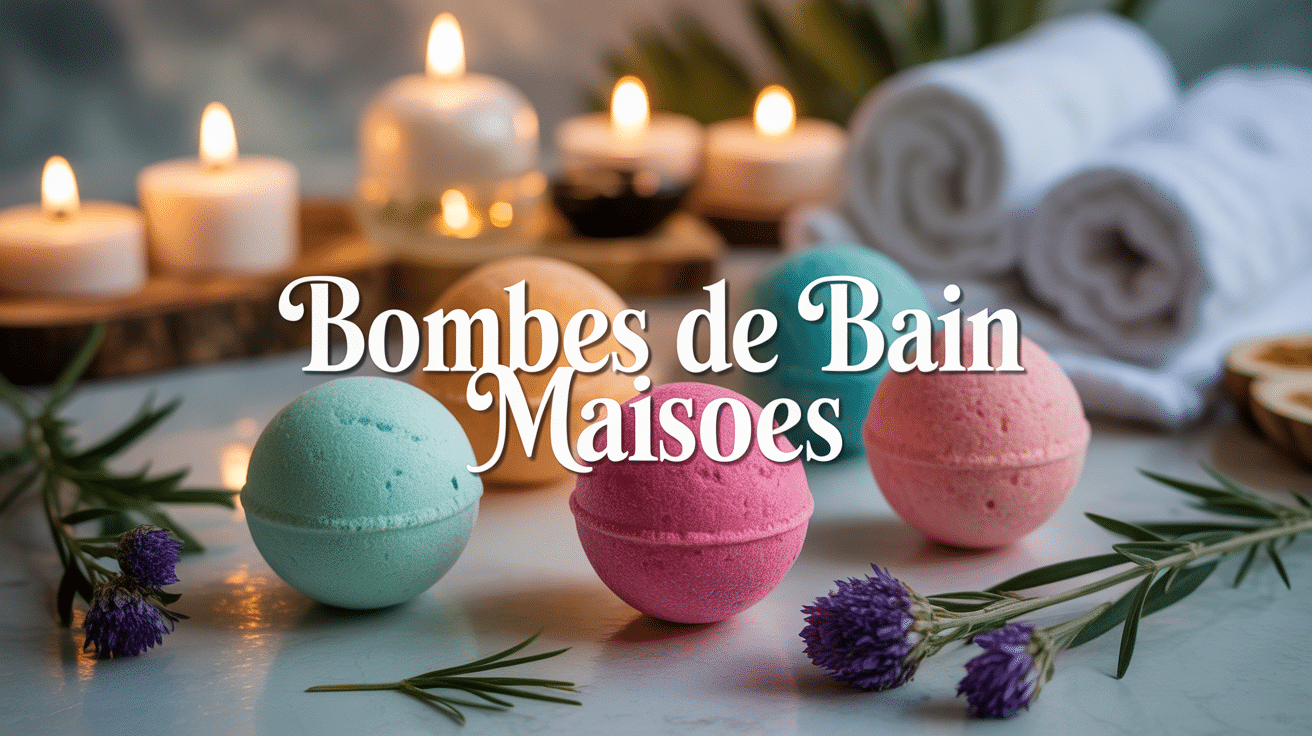bombes de bain maison colorées avec ingrédients naturels sur table spa
