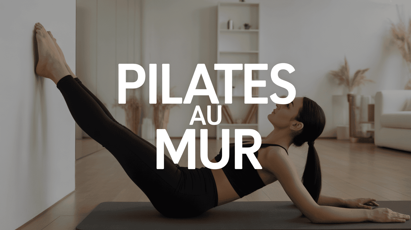 Femme pratiquant pilates au mur en salon moderne