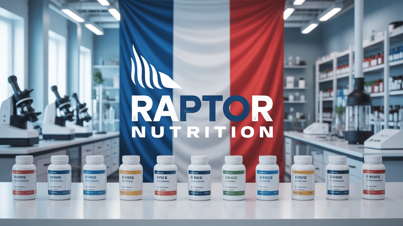 Laboratoire français Raptor Nutrition équipement scientifique drapeau tricolore