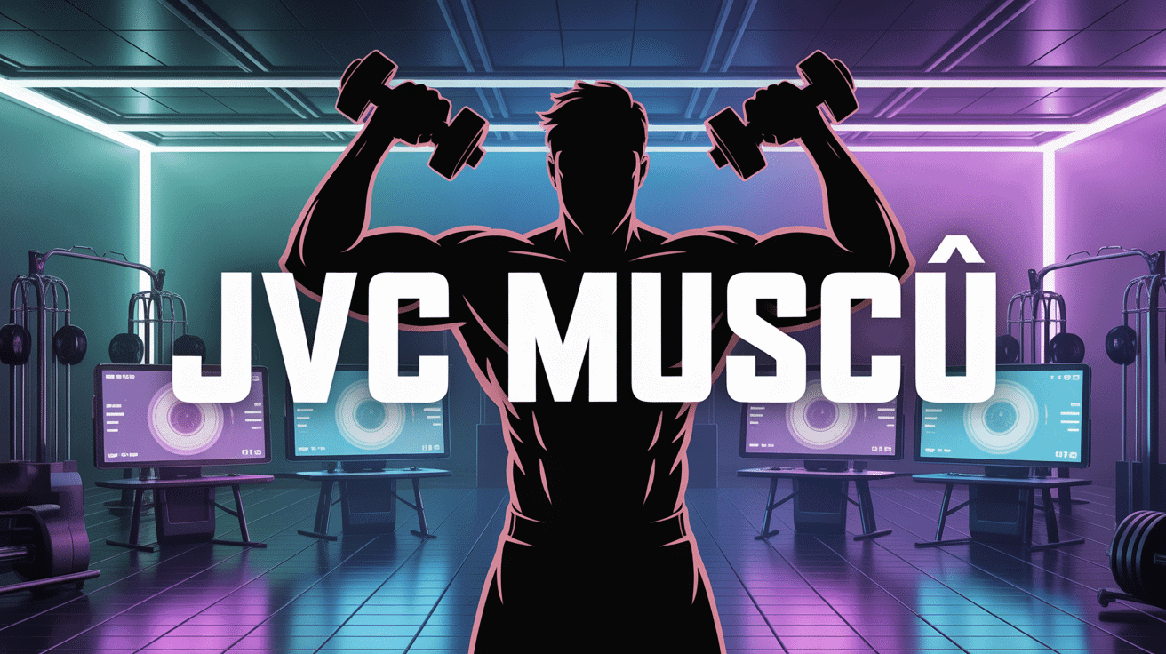 gamer musclé jvc muscu avec manette et haltère