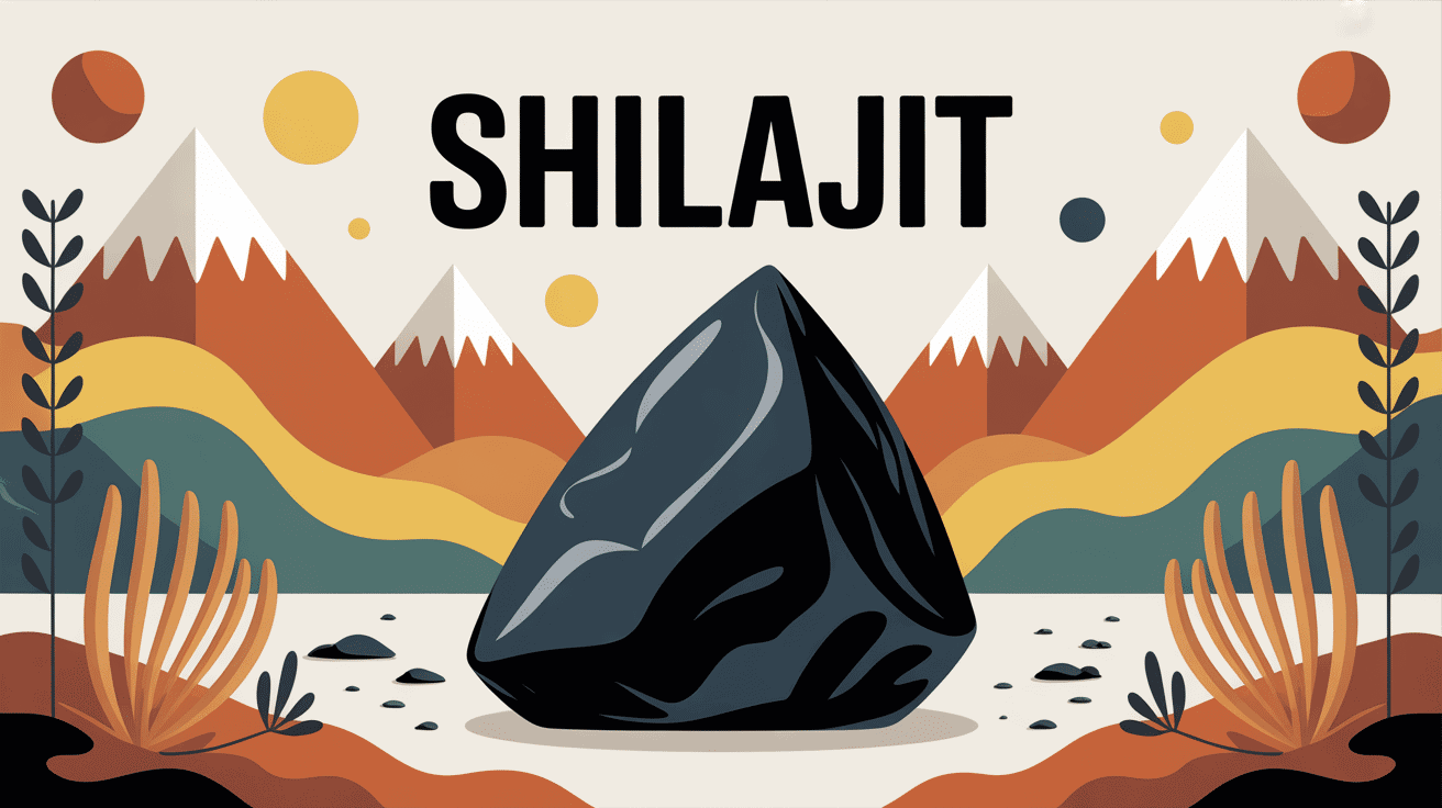 illustration shilajit avis resine noire montagnes