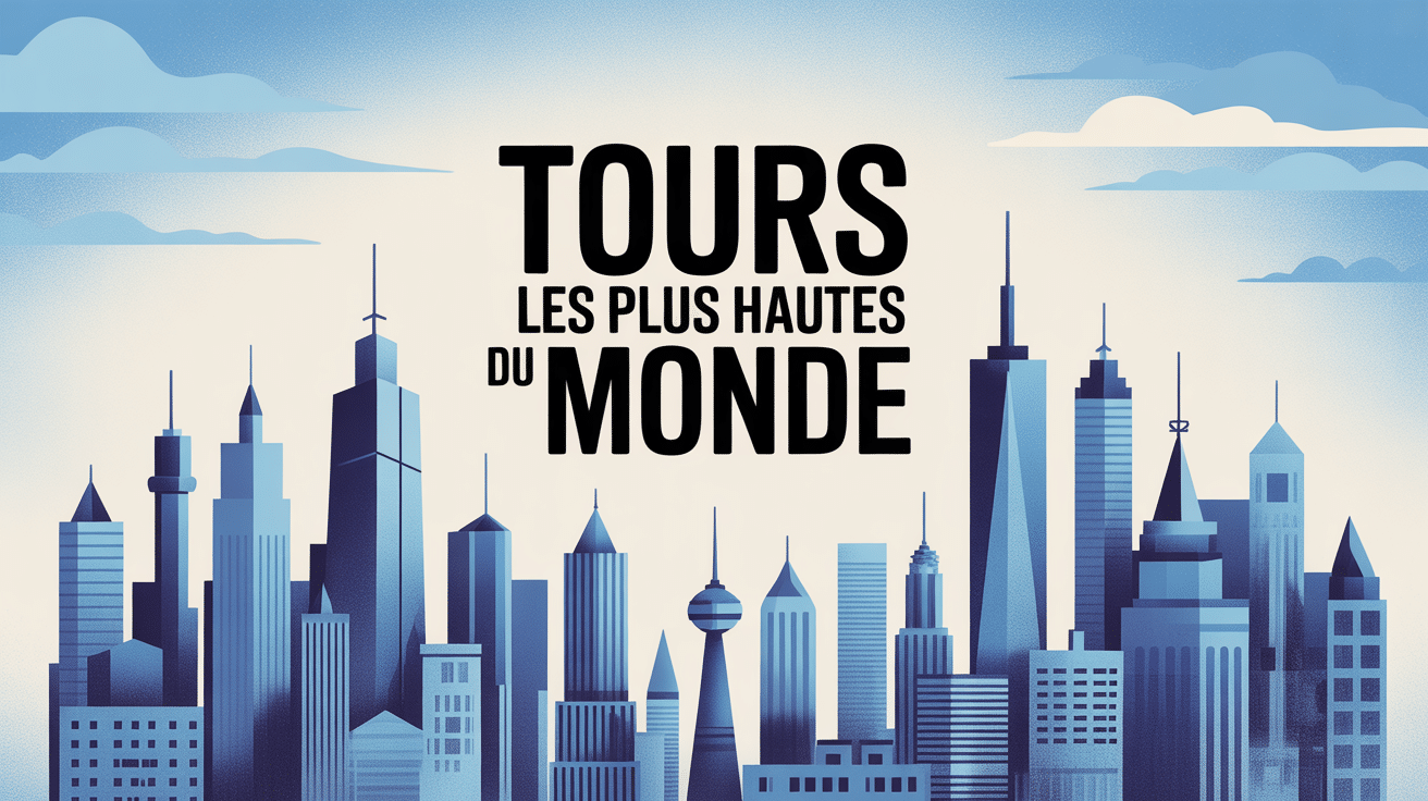 Illustration stylisée skyline tours les plus hautes du monde
