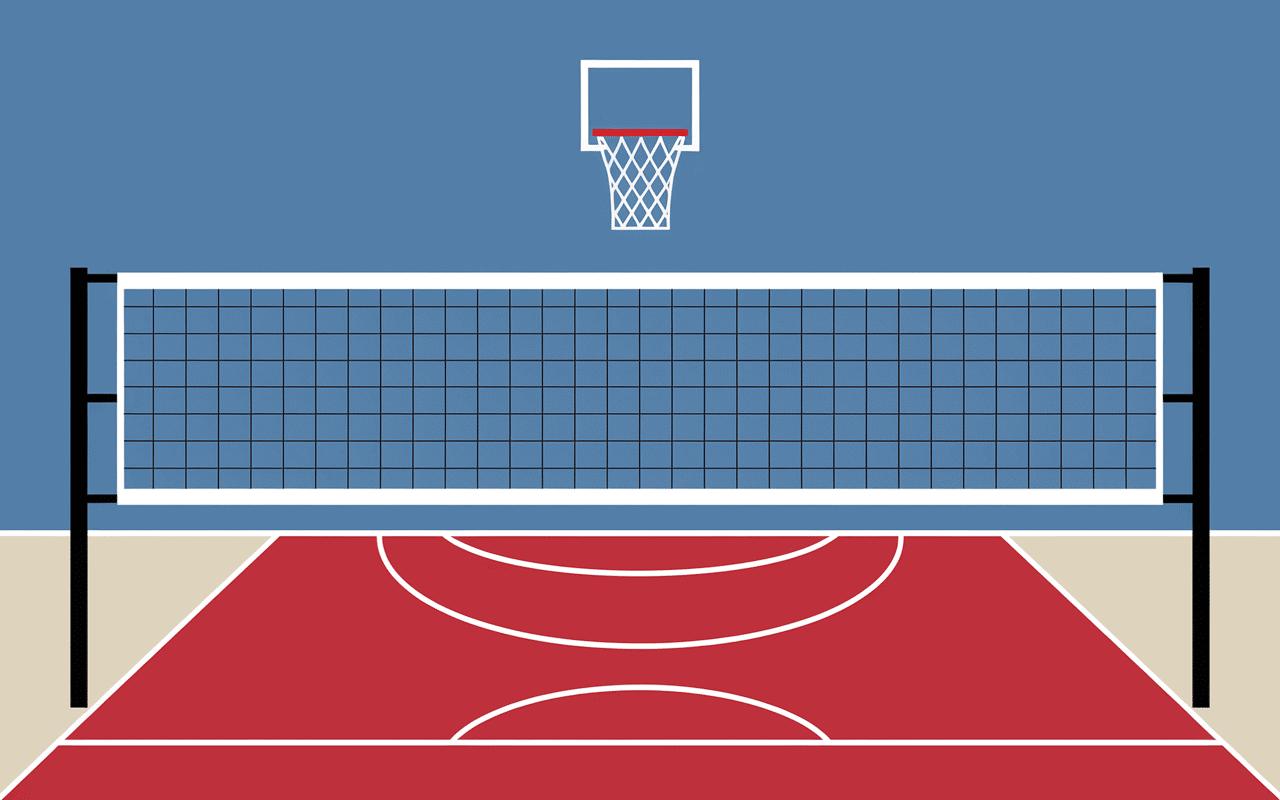 Détails filet volley-mailles et câbles