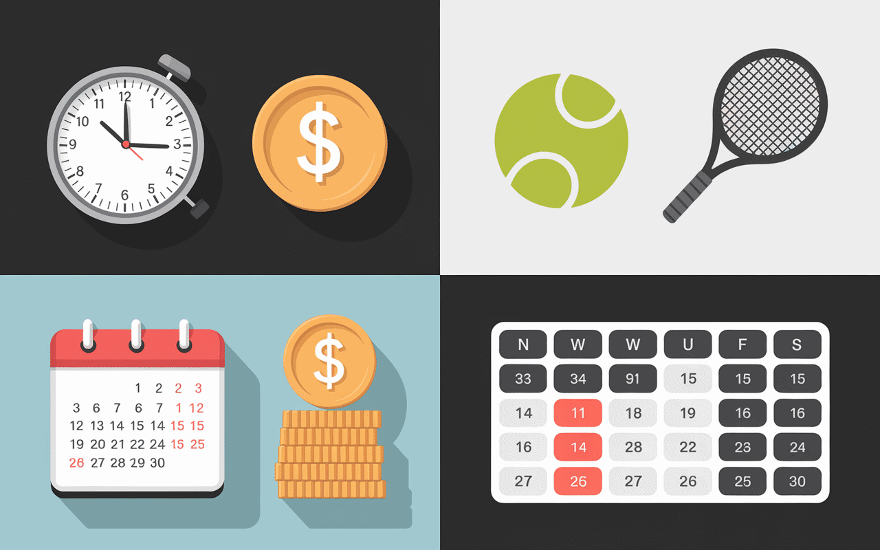 Tableau des horaires et tarifs tennis