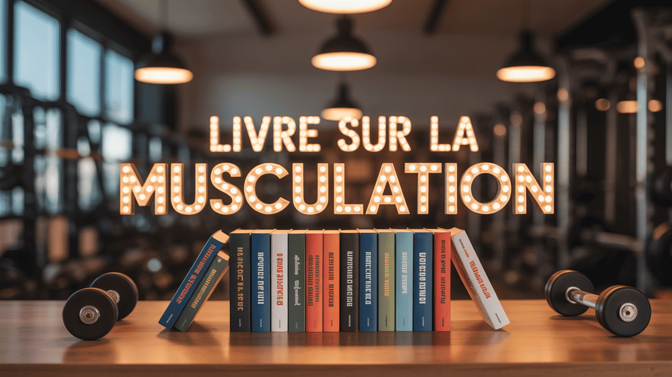collection de livres sur la musculation avec haltères