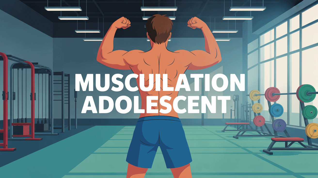 Adolescent musculation haltères salle de sport