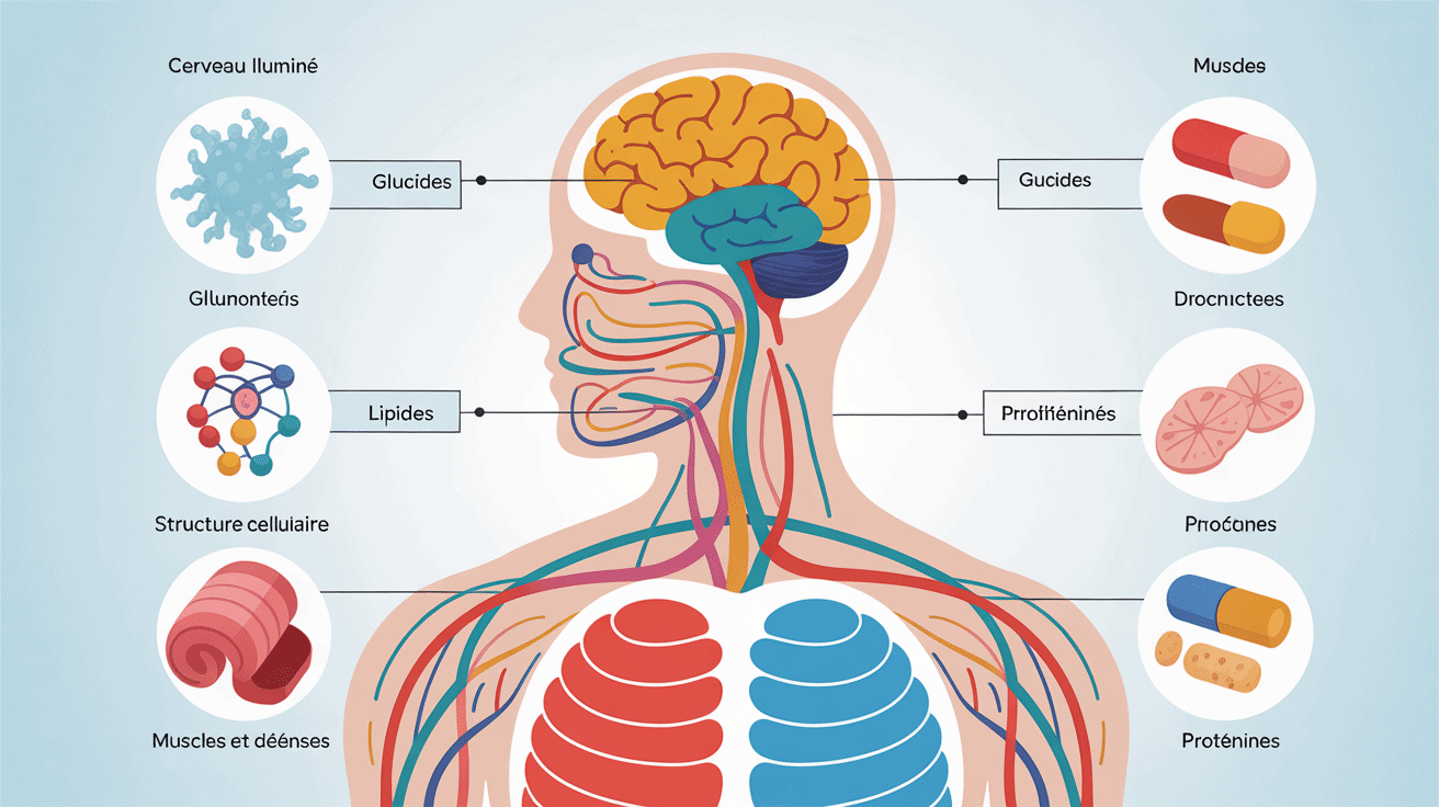 Schéma corps lipides glucides et protides