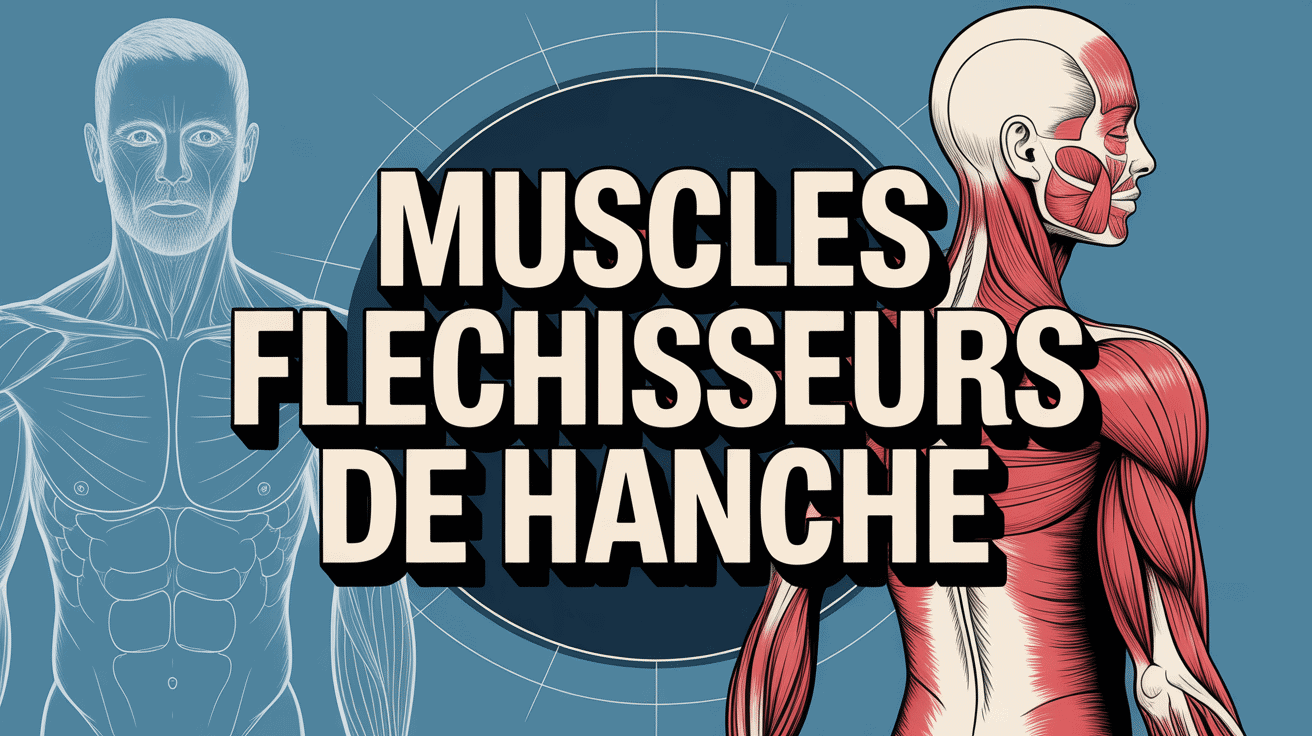 Illustration muscles flechisseurs de hanche en rouge vif
