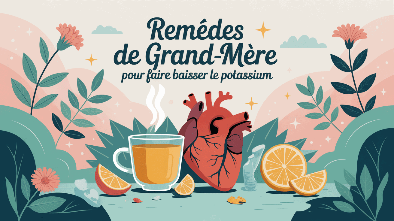 Illustration remède de grand-mère pour faire baisser le potassium tasse tisane coeur