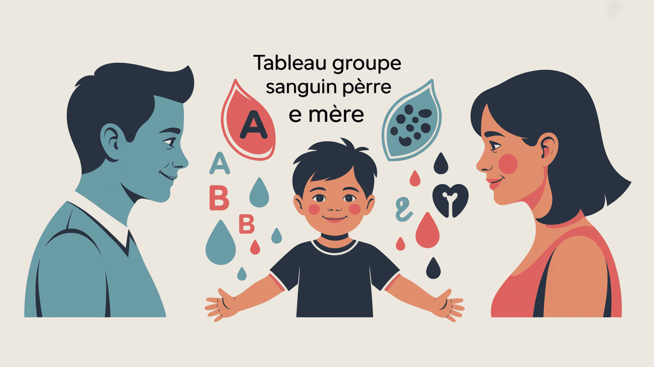 tableau groupe sanguin pere et mere avec parents et enfant