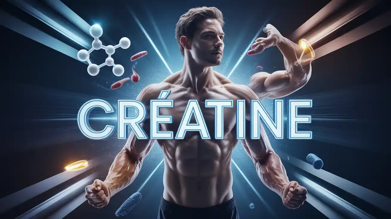 Illustration créatine énergie muscles silhouette