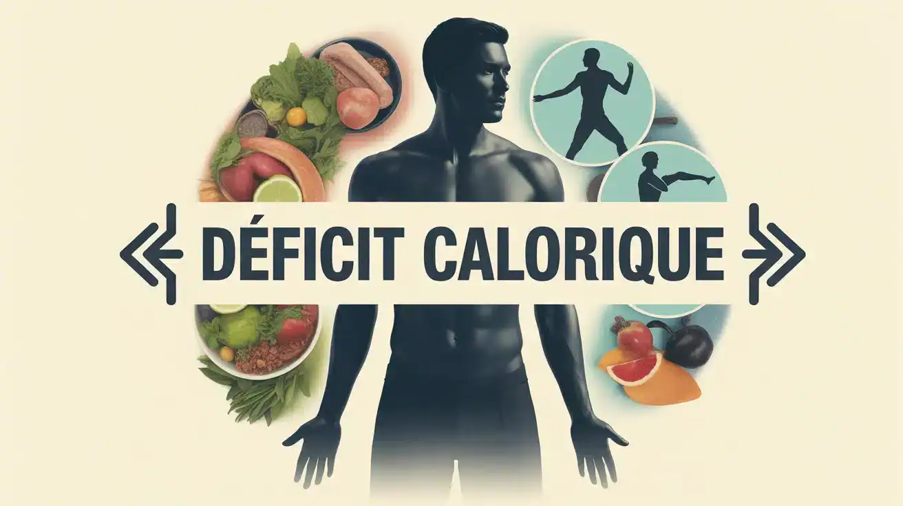 Silhouette corps humain et éléments déficit calorique