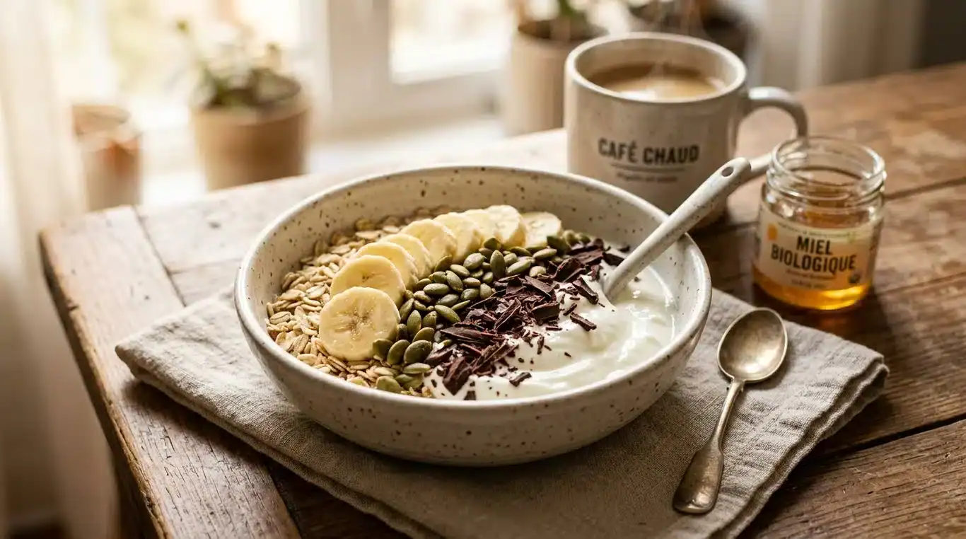 Bowl Sérénité au chocolat noir et graines de courge pour un apport en magnésium