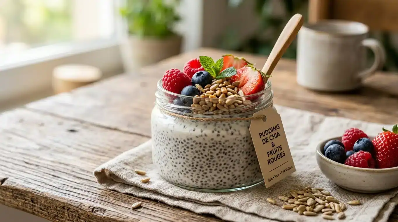 Pudding de chia aux fruits frais et graines de tournesol